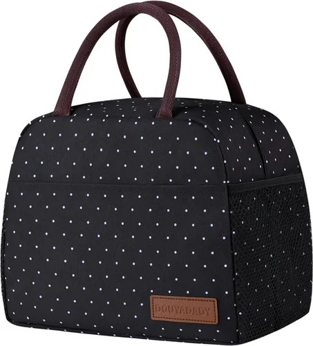 Vista 35 de douyadady Bolsa de almuerzo para mujeres/hombres, fiambrera mujeres/hombres (azul bebé+rayas blancas) Espacioso, ligero, impermeable, resistente