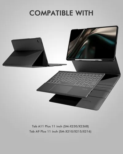 Vista 2 de Doohoeek Funda de teclado para Samsung Galaxy Tab A11+ Plus de 11 pulgadas 2025 y A9+ Plus 2023, teclado Bluetooth con trackpad y funda de sarga