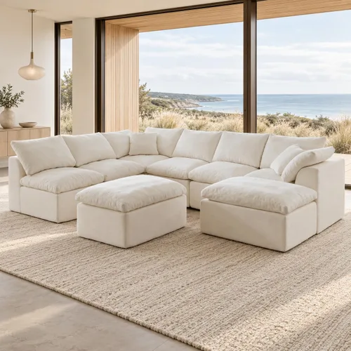 Vista 15 de Sofá modular en forma de L de 102 pulgadas para sala de estar, moderno sofá modular con otomana, cómodo sofá de espuma viscoelástica de felpilla sin