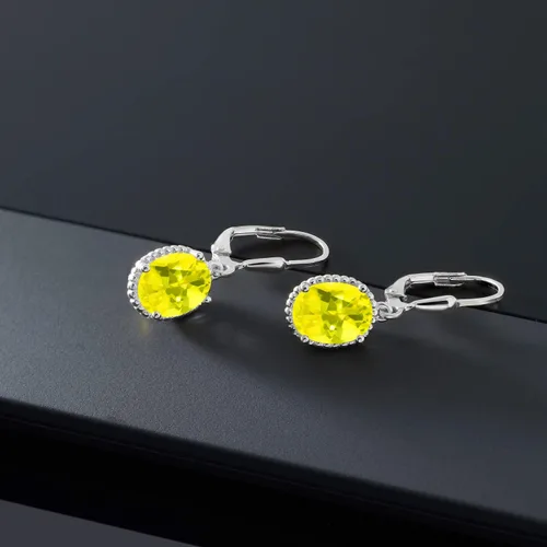 Vista 45 de Gem Stone King Aretes colgantes de gota para mujer, plata de ley 925, piedra natal ovalada de 0.354 x 0.276 in, joyería fina, regalos para ella