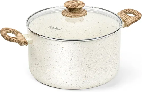 Vista 13 de MICHELANGELO Olla de sopa antiadherente de 4.3 cuartos de galón con tapa, revestimiento de granito no tóxico, compatible con inducción, olla Negro