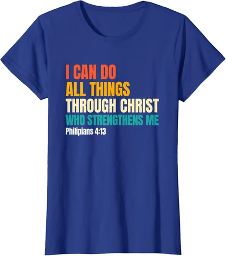 Vista 39 de I Can Do All Things Through Christ Christian Faith Camiseta, Negro, S
