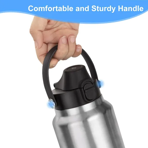Vista 3 de Tapa con pico automático para botellas YETI Rambler, se adapta a botellas de 18/26/36/64 onzas, tapa de repuesto con botón de presión y asa