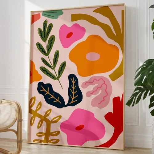Vista 11 de ANTIANLIDO Arte de pared de flores rubor, impresiones abstractas de acuarela, rosa rosa, rosa claro, póster floral de rubor, pintura floral