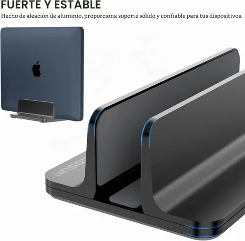 Vista 4 de YICOSUN Soporte vertical de aluminio para laptop para escritorio, base de ancho ajustable para MacBook, Surface, Samsung, HP, Dell de hasta 17.3