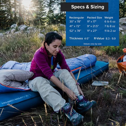 Vista 5 de Big Agnes Captain Comfort Deluxe Camp Almohadilla para dormir autoinflable para todo tipo de clima