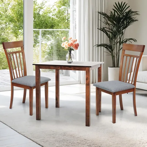 Vista 11 de Juego de cocina de comedor de 3 piezas, mesa cuadrada y 2 sillas cálidas en acabado negro espresso