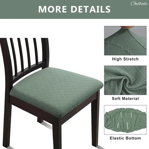 Vista 2 de CALBODE Juego de 4 fundas de asiento impermeables para sillas de comedor con funda elástica de tela jacquard, fundas extraíbles y lavables