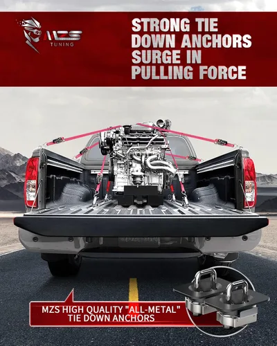 Vista 8 de MZS Anclajes de amarre, anillo en D retráctil compatible con F150 1998-2022 2017-2021 F250 y F350 Super Duty Raptor 2017-2019 - Todo metal, lado
