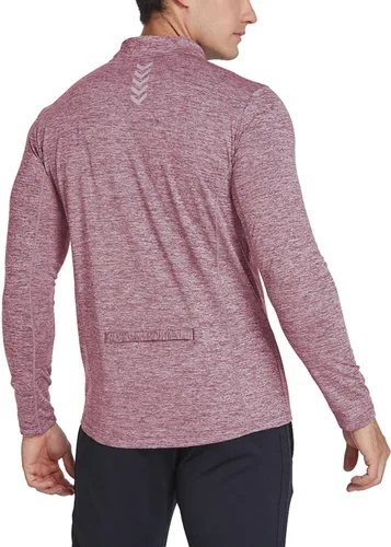 Vista 4 de BALEAF Camisas de correr con cremallera de 14 para hombre, de manga larga, con bolsillo trasero