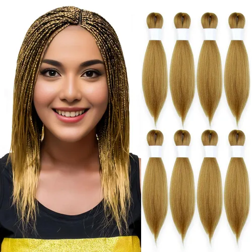 Vista 74 de Cabello trenzado burdeos, 10 pulgadas, 4 paquetes Cabello preestirado, trenzas de ganchillo cortas y rectas, textura Yaki, fibra sintética