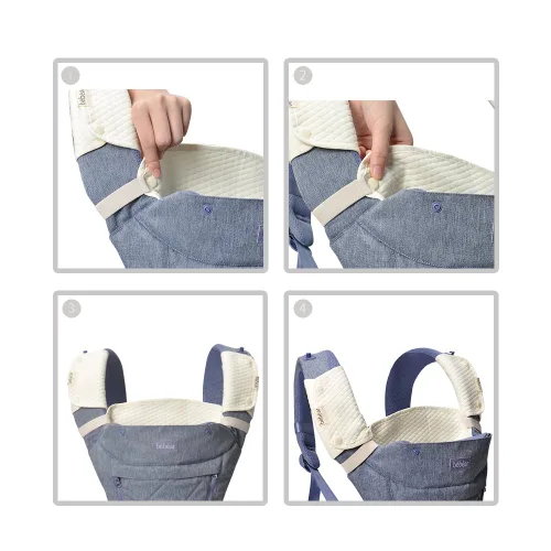 Vista 9 de Bebamour Babero reversible de algodón para todas las posiciones de transporte, babero blanco para niños y niñas (elefante)