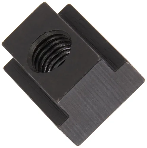 Vista 3 de Small Parts 41411T 1018 Tuerca de ranura en T de acero, acabado de óxido negro, roscado a través, roscas de 1/2"-13, 3/4" de altura, profundidad