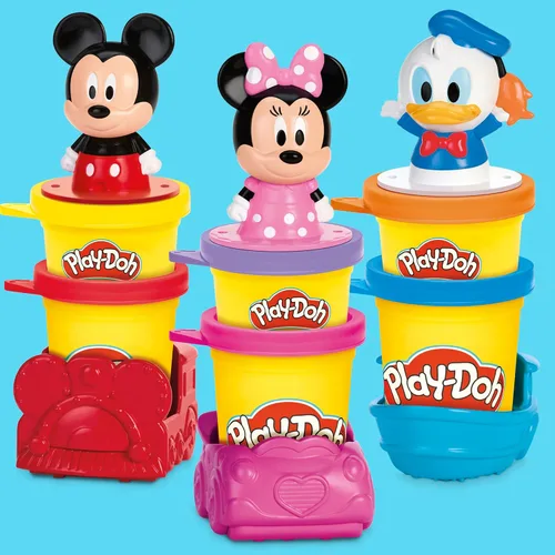 Vista 6 de Play-Doh Disney Junior Mickey Mouse Clubhouse, Stamp & Go Megapack con Mickey, Minnie y Donald, artes y manualidades, juguetes preescolares
