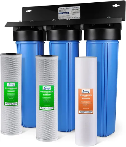 Vista 2 de iSpring WGB32B Sistema de filtración de agua de 3 etapas para toda la casa con filtros de sedimentos y bloques de carbono de 20 pulgadas y filtro