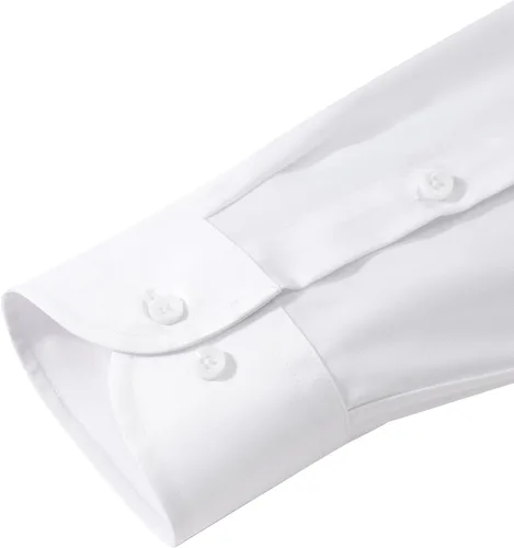 Vista 5 de Alimens & Gentle Camisas de vestir para hombre, manga larga, elásticas, sin arrugas, con botones