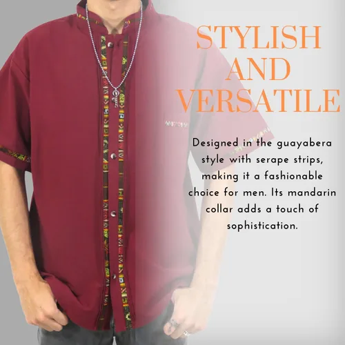 Vista 3 de Camisa tradicional mexicana Toluca para hombre, estilo guayabera, camisas para hombre, para verano, casual, cultural y boda