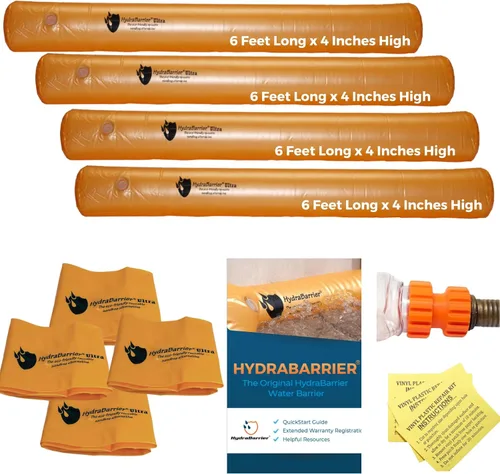 Vista 10 de La barrera de inundación original HydraBarrier estándar – 6 pies de largo x 4 pulgadas de alto – Alternativa ligera y reutilizable a los sacos