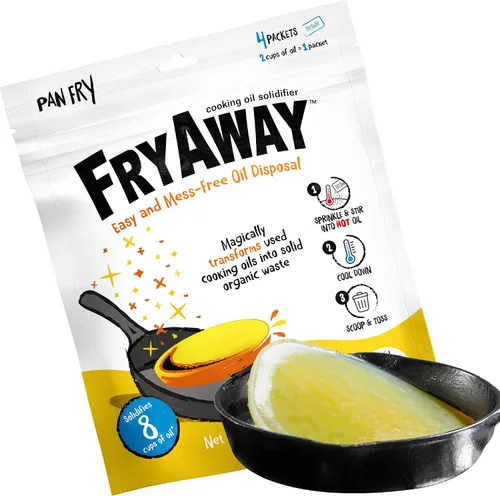 Vista 10 de FryAway Polvo solidificador de aceite de cocina de desecho profundo, 100% a base de plantas, solidifica hasta 8 tazas de aceite por uso