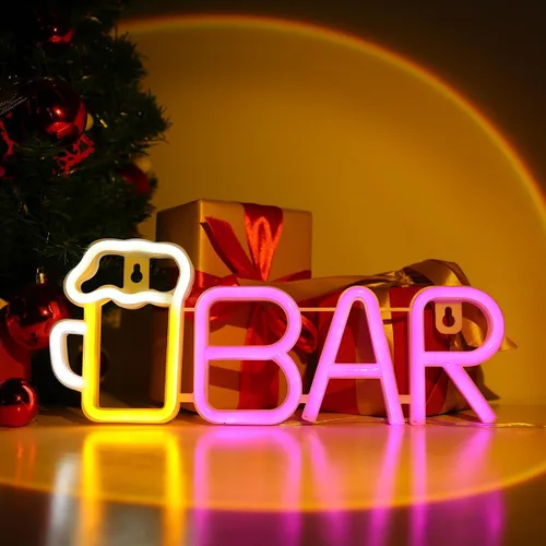 Vista 9 de ENUOLI Letreros de barra de neón, luz LED de cerveza para decoración de pared, letreros de neón de barra alimentados por USB/batería, luz de cerveza