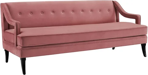 Vista 3 de Modway Sofá de terciopelo tapizado moderno de mediados de siglo Concur en rosa polvoriento