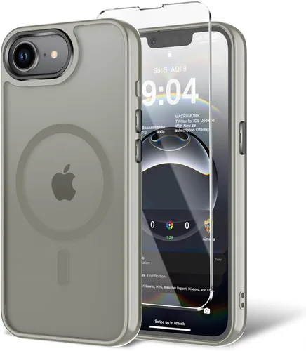 Vista 167 de Funda para iPhone 11 con protector de pantalla, compatible con MagSafe, ultra delgada, translúcida, mate, a prueba de golpes, color negro