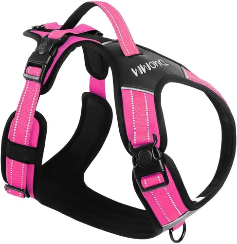 Vista 11 de Arnés para perro sin tirones con asa, chaleco táctico reflectante ajustable para perros medianos y grandes, chaleco acolchado de ajuste cómodo
