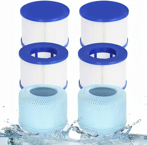 Vista 9 de Cartuchos de filtro para bañera de hidromasaje con cubiertas protectoras de malla – Compatible con RELXTIME, ALEKO, Wejoy, Aquaspa – Filtros