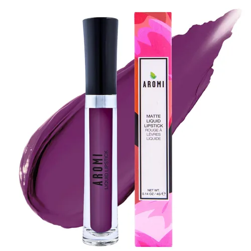 Vista 7 de Aromi Lápiz labial líquido negro cereza mate - Color de labios ciruela granate para mujer (cereza negra)