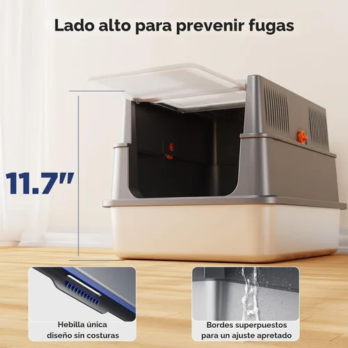 Vista 7 de FURTIME Pequeña caja de arena de acero inoxidable con tapa para gatito, caja de arena cerrada de metal para gatos pequeños, caja de gato con caja