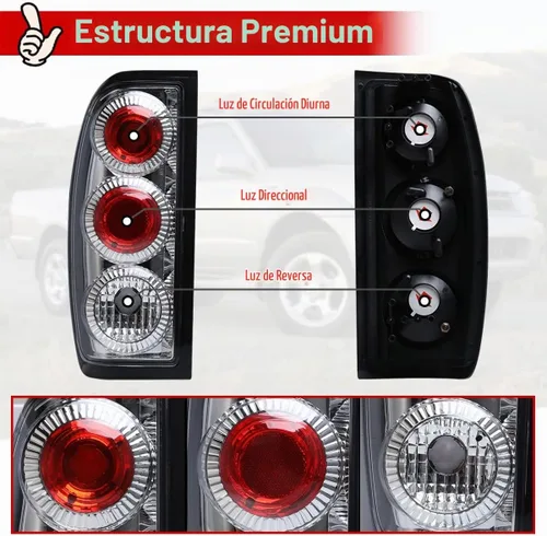 Vista 5 de Luces traseras Nixon Offroad para Nissan Frontier 1998-2004 Carcasa cromada/lente transparente.