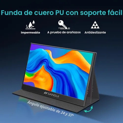Vista 4 de SANSUI Monitor portátil de 15.6 pulgadas FHD 1080P Monitor de viaje para laptop, USB C HDMI ultrafino IPS pantalla de computadora con altavoces