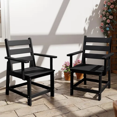 Vista 16 de GREENVINES Silla de comedor al aire libre HDPE, sillas sin brazos, negro