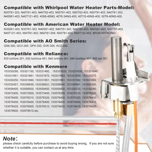 Vista 5 de Actualización 100112330 Conjunto de Piloto de Calentador de Agua, Reemplaza 9007876 Termopila, Compatible con Piezas de Calentador de Agua Whirlpool