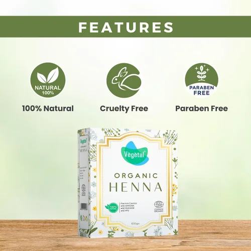 Vista 5 de Vegetal Organic Henna Powder for Hair (100 gm x Pack of 2)