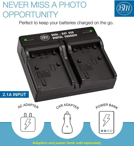 Vista 3 de BM Premium 2 baterías NP-FV100A de alta capacidad y cargador de doble bahía para Sony FDR-AX30 FDR-AX33 AX53 FDR-AX700 FDR-AX100 FDR-AX35 HXR-MC50