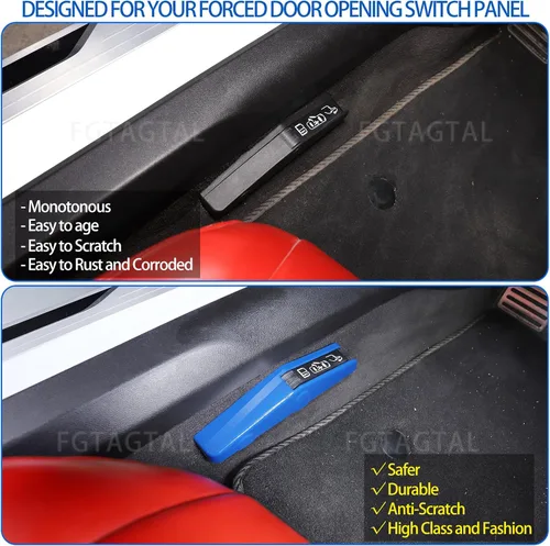 Vista 2 de Cubierta de interruptor de apertura forzada para puerta, compatible con Chevrolet Corvette C8 Stingray 2020-2026, accesorios adhesivos