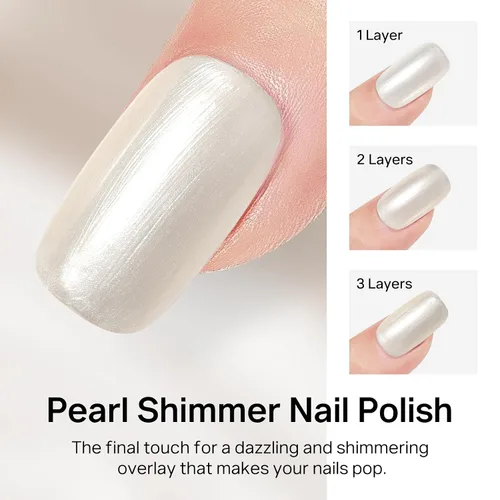 Vista 69 de MIZHSE Esmalte de uñas blanco perla de secado rápido, esmalte de uñas