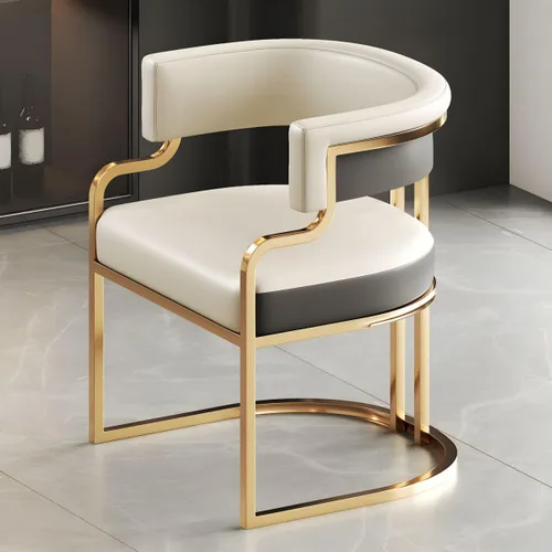 Vista 22 de Sillas de comedor de cocina para interiores, silla lateral tapizada para el hogar, silla con brazo de respaldo bajo, silla de comedor con piel