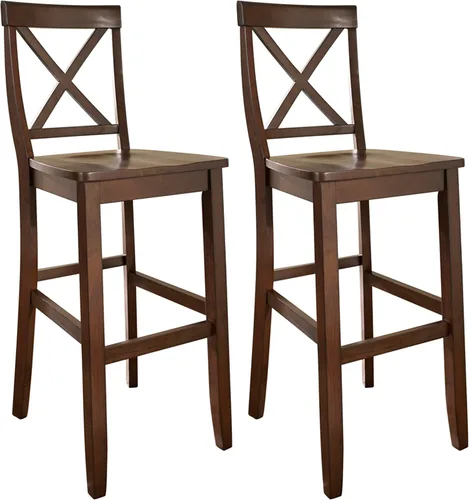 Vista 7 de Crosley Furniture - Taburetes de madera con respaldo en X, juego de 2, 24 pulgadas