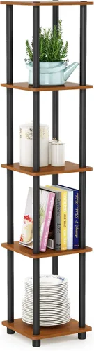 Vista 15 de Furinno Turn-N-Tube - Estantería de almacenamiento de 5 niveles, estante cuadrado para libros, estante de esquina, estantes abiertos sin