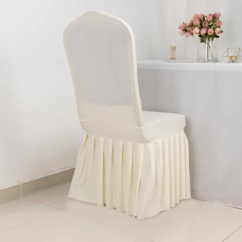 Vista 28 de Efavormart - Funda para silla de banquete de elastano con falda plisada con volantes y banda trasera cruzada, funda elástica negra para bodas y Negro