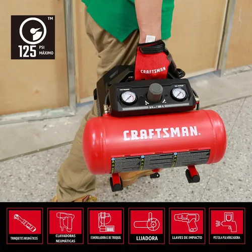 Vista 4 de CRAFTSMAN Compresor de aire portátil sin aceite de 1.5 galones 3/4HP 135PSI
