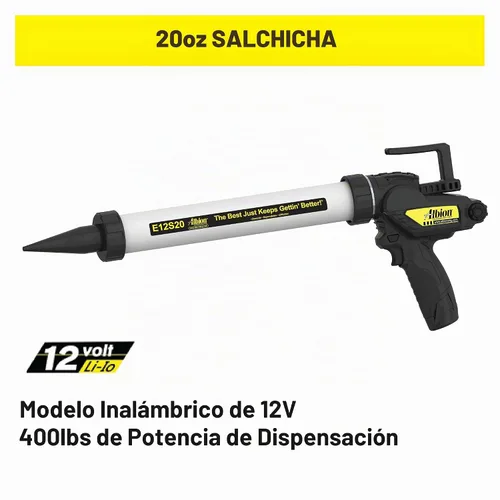 Vista 2 de Albion Engineering E12S20 B-Line - Pistola para calafatear salchichas inalámbrica, sin goteo, 12 V, 20 onzas