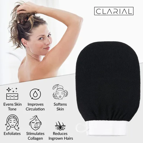 Vista 3 de Exfoliante corporal para uso en baño y ducha, exfoliante facial y exfoliante corporal, removedor de piel muerta, guante exfoliante para hombres