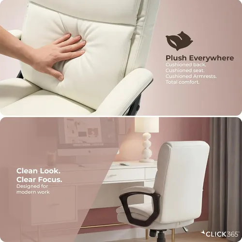 Vista 6 de Transform 2.0 Silla de oficina ergonómica, silla de escritorio con respaldo medio con brazos acolchados, soporte lumbar, altura ajustable, Blanco