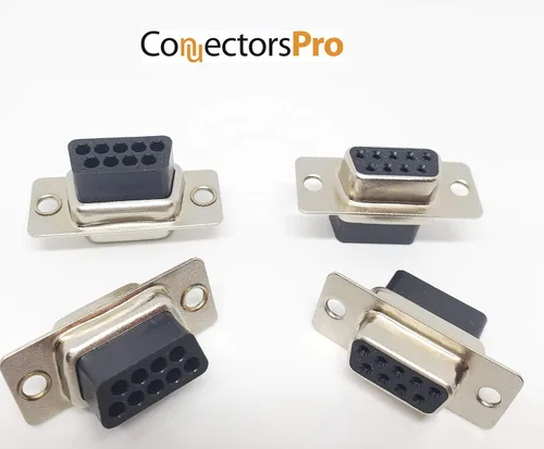 Vista 2 de Juego de 5 juegos de engarzado tipo DB9 hembra + capuchas de plástico + pasadores D-Sub 9P hembra conector engarzado Pin Hood Kit 5 DA9 hembras + 5