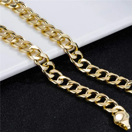Vista 3 de Tobillera de eslabones cubanos de oro para mujeres y hombres, 0.276 in de ancho de oro de 14 quilates, chapado en oro de 18 quilates, chapado en oro