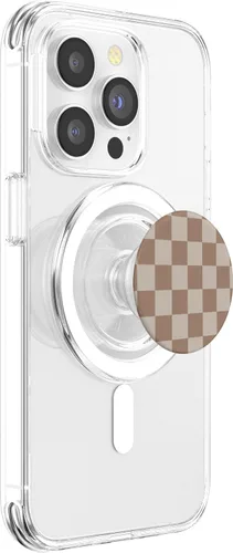 Vista 3 de Cute Classic Dark Brown Checkered Big Checkerboard PopSockets MagSafe PopGrip para iPhone