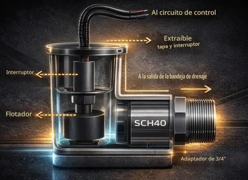 Vista 5 de Interruptor de flotador de CA SS2 Interruptor de seguridad de flotador de CA HVAC El sensor de apagado de condensado de 3/4 pulgadas puede evitar